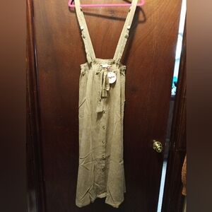 Hayden Los Angeles Suspender Maxi Skirt Large Brushed Corduroy Style Nwt